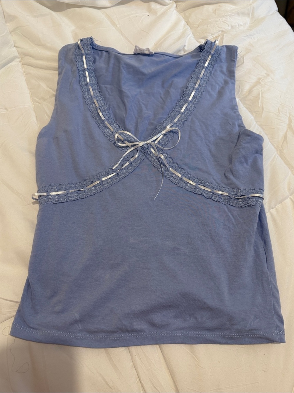 Cotton On Periwinkle Blue Lace-Trim V-Neck Camisole
